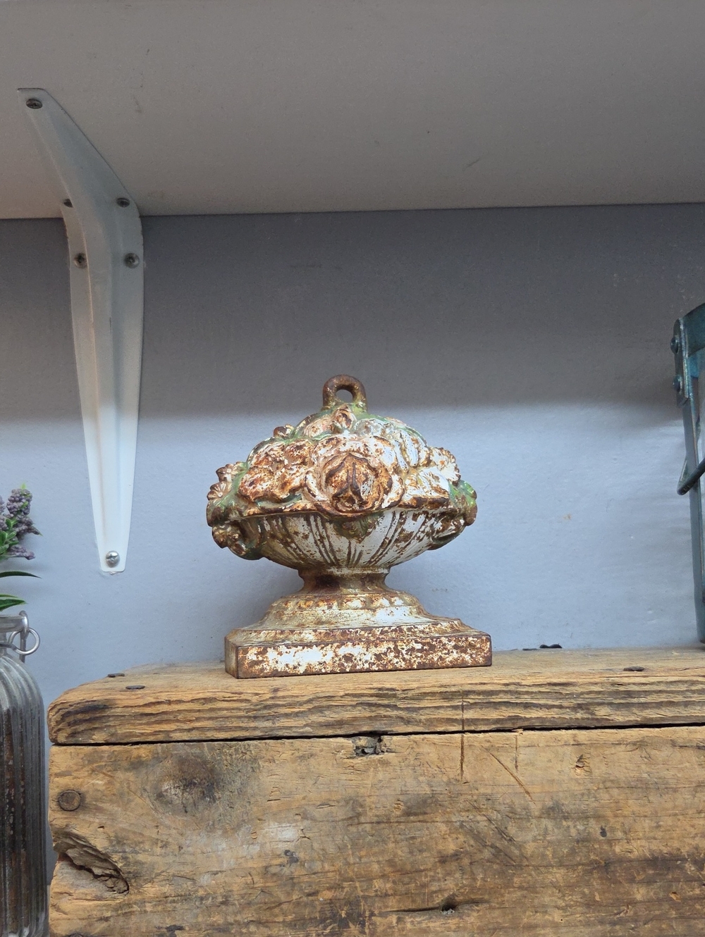 Antique C.J.O. Judd Cast Iron Floral Basket Doorstop Garden Urn Flowers
